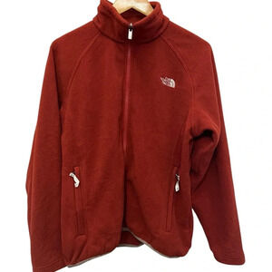 The North Face Pumori Fleece Jacket Womens Sz Med Red Orange Coat Full Zip Up